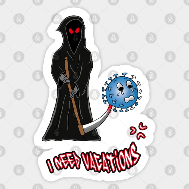 grim Reaper need vacations Sticker by jessie848v_tw